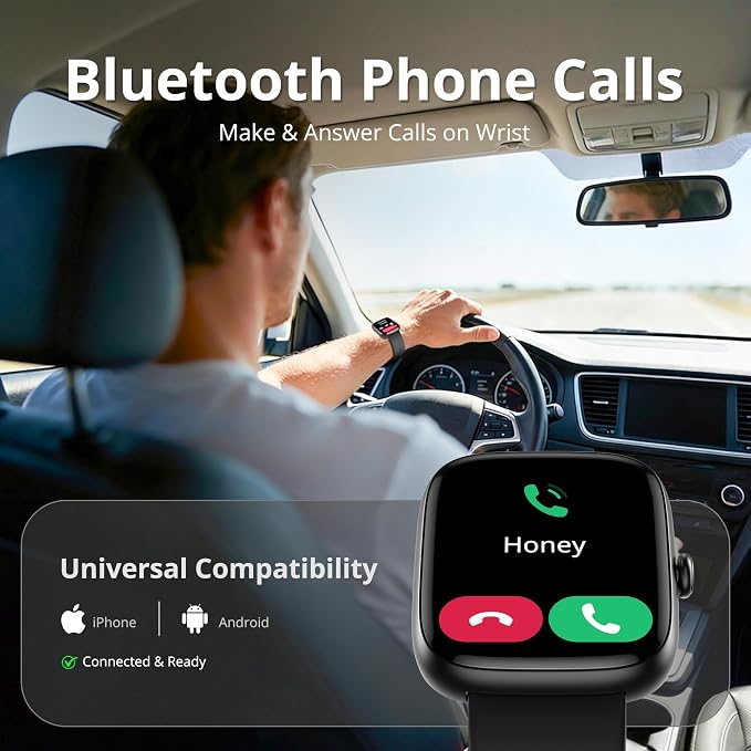 Smart Watch for Men Women, 1.83" HD Touchscreen Fitness Tracker, Bluetooth Calling, 110+ Sports Modes, Heart Rate SpO2 Sleep Monitor, DIY Dial, IP67 Waterproof, Compatible with Android & iOS