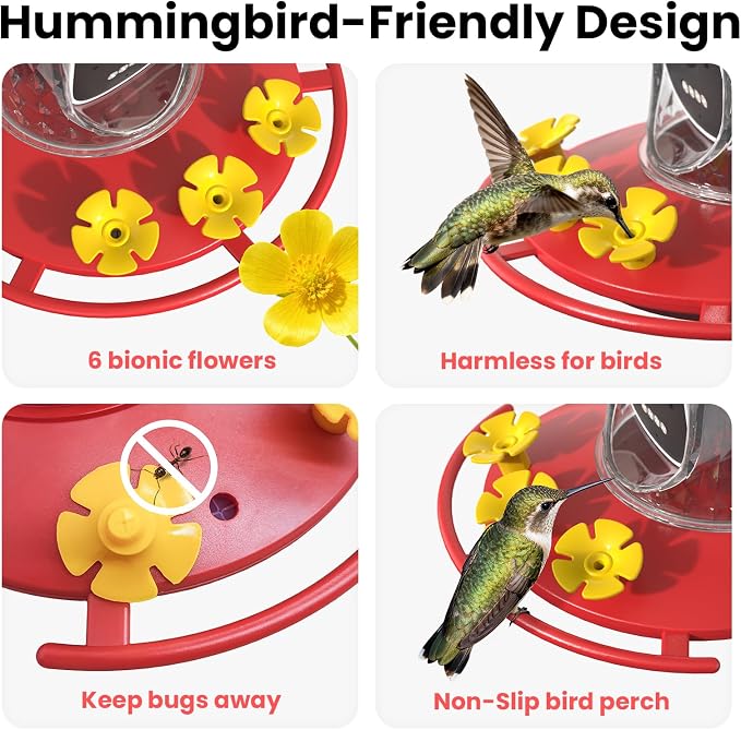 Smart Hummingbird Feeder Camera with AI Identification, 2.5K HD & Color Night Vision, Solar Powered Outdoor, IP66 Weatherproof – Garden Decor & Premium Gift