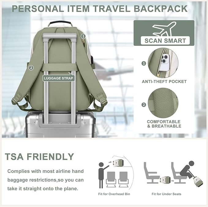 Laptop Backpack for Women Bookbag: 15.6 inch Work School Backpacks with Pouch Pocket for Large Capacity Cup & USB Charger College Book Bag Travel Business Nurse Teacher Bookbags Anti-theft Back Pack