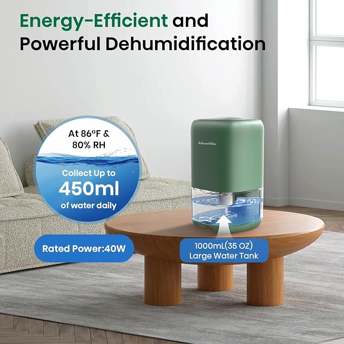 Dehumidifier, 35 OZ Small Dehumidifiers for Room for Home, Quiet with Auto Shut Off, Portable Dehumidifier for Bedroom (280 sq. ft), Bathroom,RV,Closet Colorful Moisture Absorbers Dehumidifiers, Green