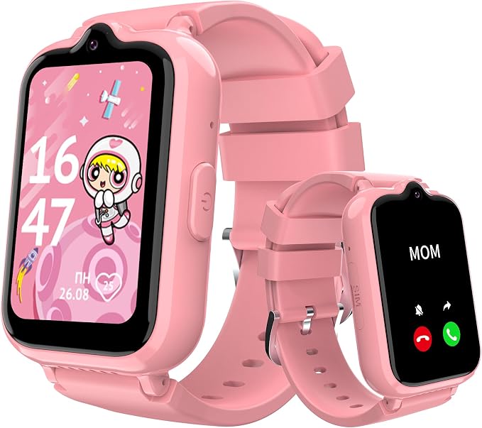 4G Kids Smart Watches Girls | GPS Watch for Kids with Video Call and Voice Chat Pedometer SOS Alarm Calculator Camera Waterproof HD Touch Screen Parental Controls, Digital Watch for Girls Age 5-12