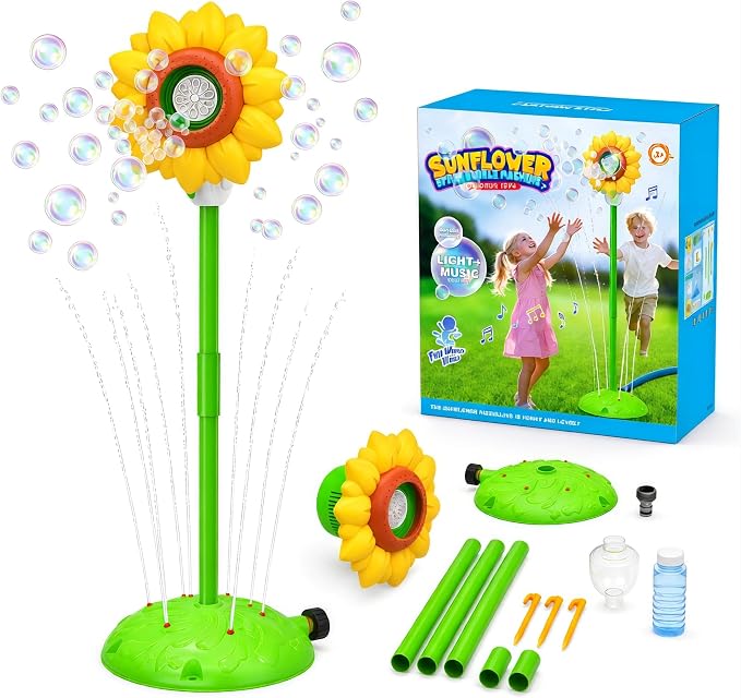 2-in-1 Water Sprinkler Toys for Aldult,Outdoor Garden Lawn Watering Toys with Water Tentacles,Attaches to Garden Hose,Summer Spray Water Fun Toys (Sunflower)