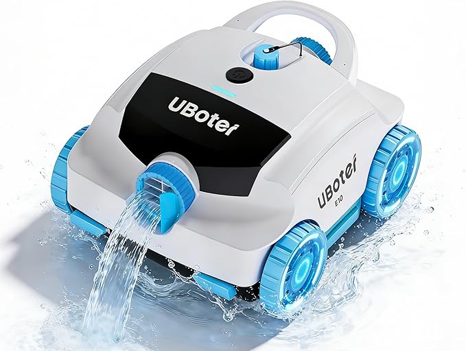 E10 Pool Vacuum,Cordless Robotic Pool Cleaner, Dual-Layer Filtration,Large Wheel for Flexible Movement, Enhanced Edge & Corner Cleaning,120-Min for Above-Ground & Flat-Bottom Pools to 860 Sq.Ft