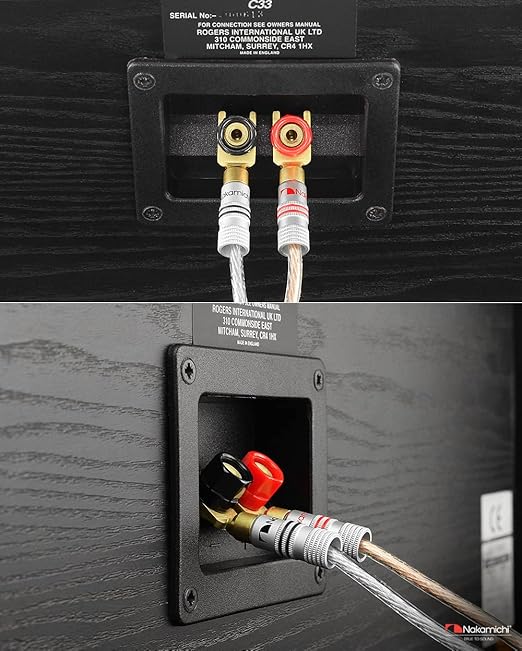 Nakamichi Excel Series 24k Gold Plated Spade Y Banana Plug 12-18 AWG Gauge Size 4mm for Speakers Amplifier Hi-Fi AV Stereo Home Theatre Audio Wire Cable Screw Connector, 2 Pcs (1-Pair)