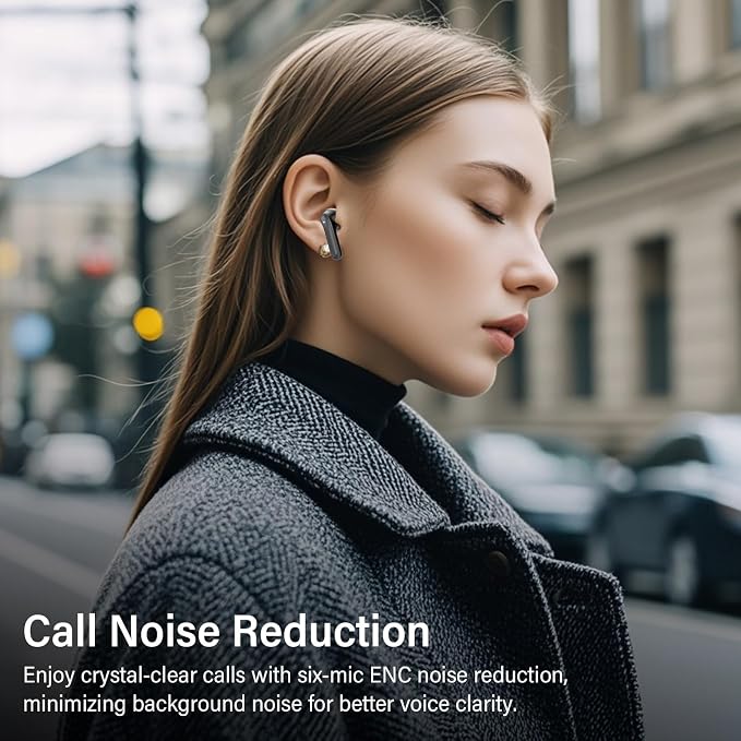 Hybrid Active Noise Canceling Wireless Earbuds, 6 Mics ENC Clear Call Ear Buds, Hi-Res Audio Deep Bass Bluetooth 5.4 Headphones, 48H Playtime, IP7, 8 EQ Modes, Multipoint Connection (Black)