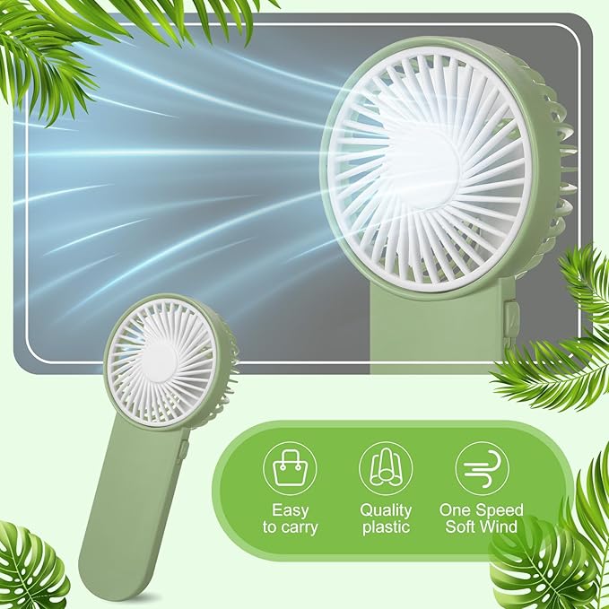 Sumind 6 Pcs Small Personal Portable Fan Mini Handheld Bulk 1 Speed Electric Cute Battery Powered for Neck Lash Makeup Women Men Travel Camping Indoor Outdoor Summer (Sage Green)