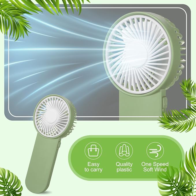 Sumind 12 Pcs Small Personal Portable Fan Mini Handheld Bulk 1 Speed Electric Cute Battery Powered for Neck Lash Makeup Women Men Travel Camping Indoor Outdoor Summer (Green)