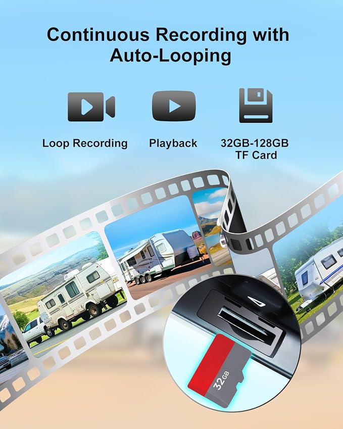 AI Magnetic Solar Wireless Backup Camera: Pedestrian & Vehicle Detection, 1-Min Install, No Wiring/Drilling, Gesture Control, Night Vision, 5" 1080P Monitor for RV, Trailer, Truck, Motorhome, Camper