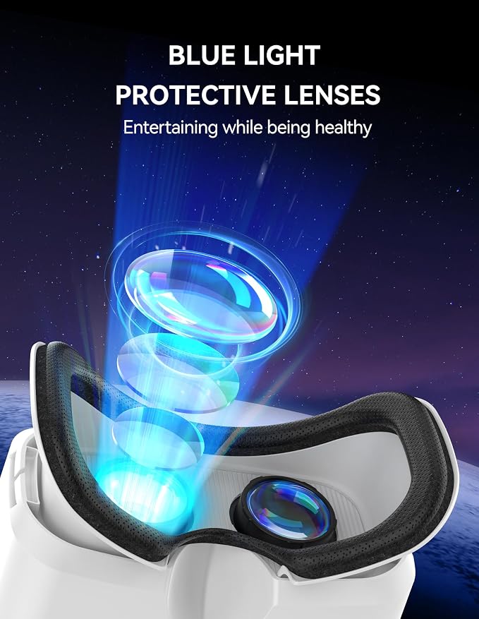 TECKNET VR Headset for Phone with Controller, Virtual Reality Headsets with HD 110°FOV Anti-Blue Light Lenses & Adjustable Gears, 3D VR Headset for Kids Compatible iPhone Samsung Android 4.7-7.2"