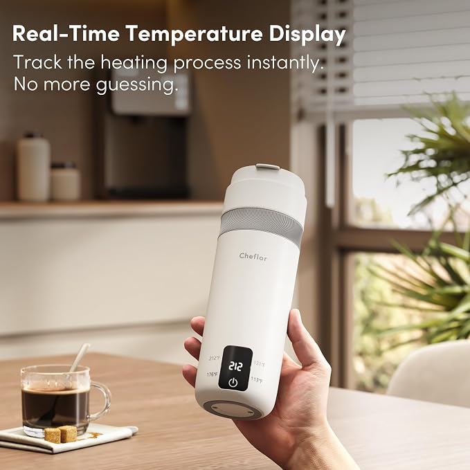 Travel Kettle 450ml,Portable Electric Water Boiler with Direct Sip Spout,4 Temp Control LED Display for Tea Coffee Baby Formula, Stainless Steel Fast Boil Kettle for Hotel Dorm,BPA-Free