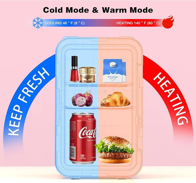 YLFU Mini Fridge for Bedroom, 6L Skincare Fridge with LED Mirror for Dorm & Office, Portable Cooler & Warmer Small Compact Refrigerator for Skincare, Makeup and Cosmetics