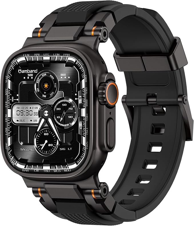 amBand Bands Compatible with Apple Watch Ultra 3/2/1 49mm, M1 Sport Series Rugged Durable Strap with Metal Connector to Match Ultra's Titanium Case for iWatch 49mm Men Matte Black
