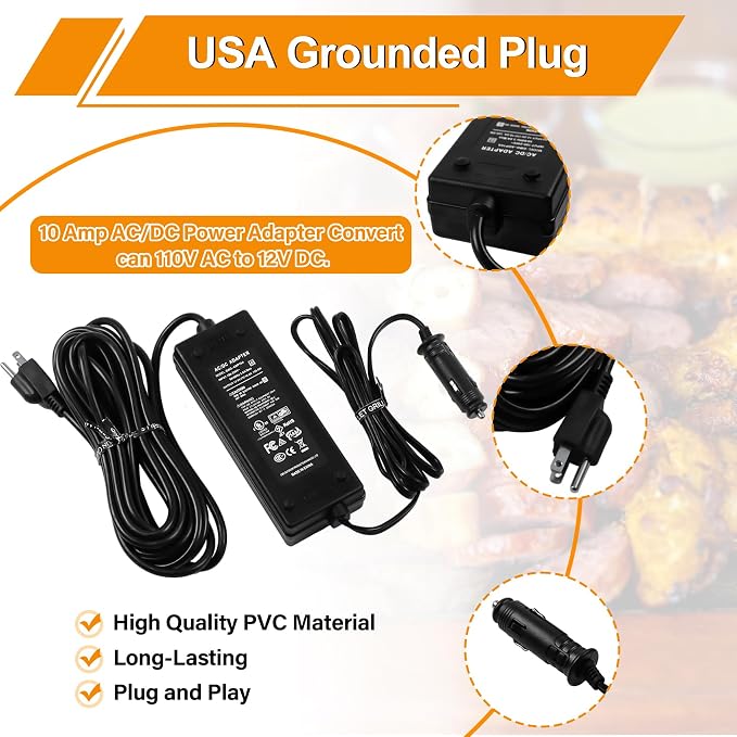 12V Power Supply Converter Adapter Plug for GMG Green Mountain Grill Jim Bowie, Daniel Boone, Davy Crockett Prime/Prime Plus Grill, P-1001 P-1266 Power Cord Replacement Part for Ledge Peak Trek