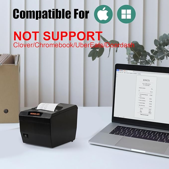 Rongta Thermal Receipt Printer with Auto Cut for Retail & Small Businesses, 80mm POS Printer, High-Speed Kitchen Printer, USB/LAN/Serial, Compatible with Windows/Linux Cups/MacOS/JavaPos/OPOS, RP327
