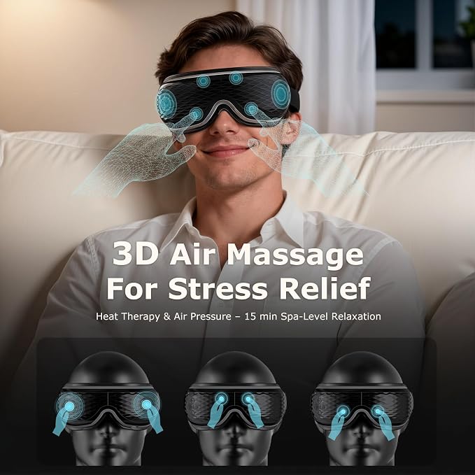 ALLJOY Eye Massager with Heat and Cooling, Lightweight Eye Massager with Removable Gel Mask, Birthday Gifts for Women Men Her Him Eye Care Devices for Migraine, Reduce Dry Eyes