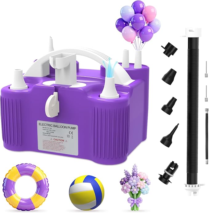 4-in-1 Balloon Pump Electric Balloon Pump Inflador De Globos Electrica Sports Balls Pump for All Balloons Latex Foil 260q Mylar Balloon, Air Cushion Pool Float Yoga Ball Inflator Balloon Machine