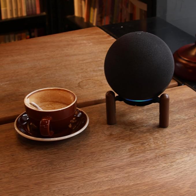 Desktop Holder Mount Stand for 2025 New Echo Studio, Echo 4th Gen，and Other Suitable Speakers. Black Walnut Wood.