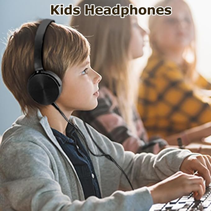 2 Pack Kids Headphones for School Classroom K-12, 3.5mm Jack, Swivel Foldable, Wired Headphones for Kids Children Boys Girls Toddler Teachers
