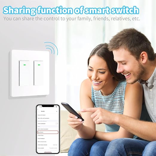 Smart Light Switch 2 Gang(Button), Double Smart WiFi Light Switches, Smart Switch Compatible with Alexa and Google Home, Remote Control Light Switch，Neutral Wire Needed，No hub Required