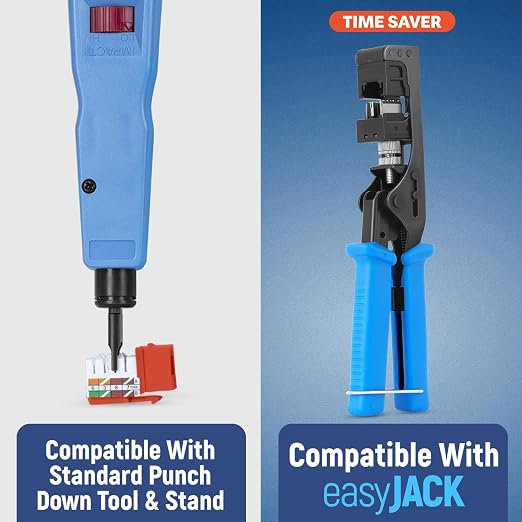Everest 90° Angled RJ45 Cat6A Keystone Jacks 20-Pack in Orange - Slim Profile Female RJ45 Connectors - Cat 6A Keystone Jack - Compatible with 90° Angled Speed Termination Tool - easyJACK (B094WB91H3)