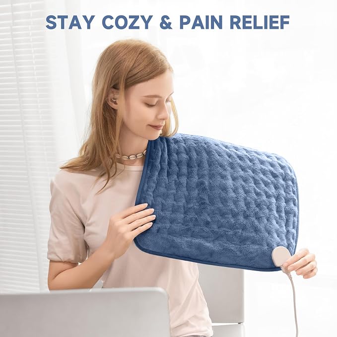 Portable Heating Pad for Neck, Back & Shoulder, 20"x24" Heat Pad with 6 Temps, Moist Heat Option & Auto Shut-Off, Compact for Office or Home