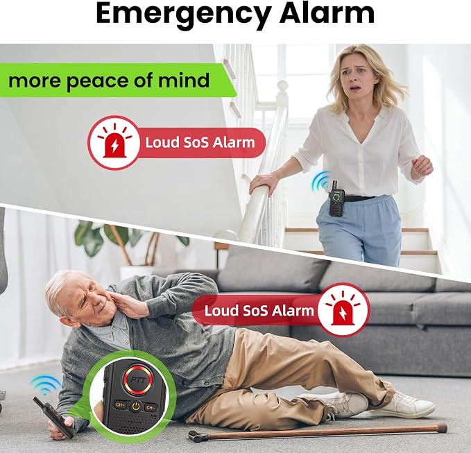 ChunHee Wireless Intercom System, 2 Way Voice Intercom for Home, 1.5-Mile Long Range, 16 Channels Portable Intercom with VOX & SOS Alarm, Easy Install Intercom for Elderly, Business & Basement