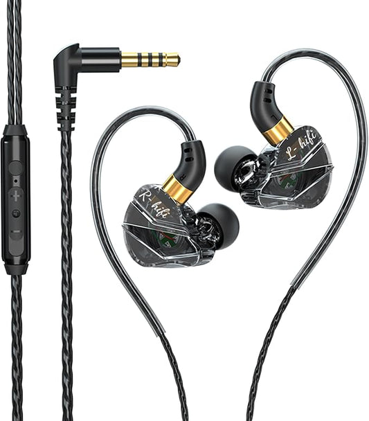 KASOTT in Ear Gaming Earbuds with mic, Deep Bass, in-Line Volume Control, 3.5mm & Type-C Dual Version, Noise Isolating Fit for Samsung Galaxy S24 S23, Xbox,PC, Phone, Switch, PS5 (Black, 3.5 mm Jack)