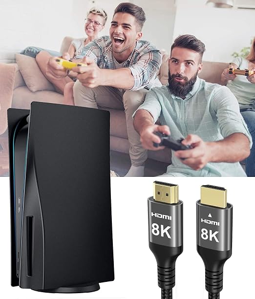 Ubluker 8K HDMI Cable 33 FT Long, Nylon Braided High Speed HDMI® Cable 4K 120Hz 2K 165Hz 8K 60Hz 12bit eARC ARC Dolby Atmos HDR10+ HDCP2.3 Compatible for Gaming PC TV Soundbar Monitor Mac PS5 Xbox