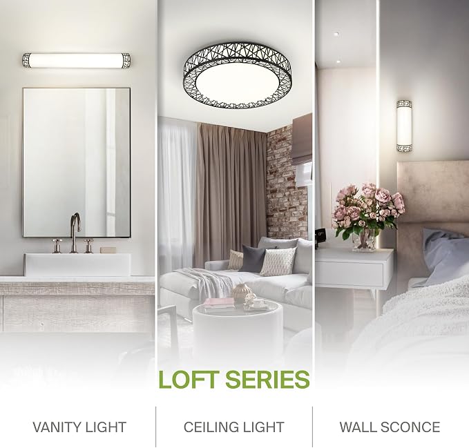 ASD 20 Inch LED Flush Mount Ceiling Light Fixture for Bedroom, 42W 2475LM 5CCT 2700K-5000K, Triac Dimmable Lights, Dining, Living Room, Kitchen Lamps, Modern Home Lighting Fixtures, Black, ETL, 2 Pack