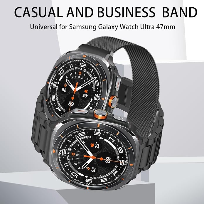 GOLDTOLUCK No Gap Stainless Steel Band Compatible with Samsung Galaxy Watch 8 7 6 5 4 Classic FE Pro Ultra 40mm 44mm 46mm 43mm 47mm 45mm 42mm Replacement Men Women Milanese Metal Elegant Casual