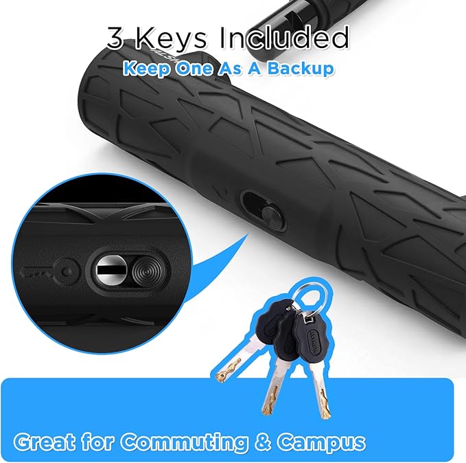 Bike U Lock with 5ft Cable U Lock Bike Bicycle Lock for Scooter Electric Scooter Patent Protected Textured Protective Sleeve 0.74 Inch Shackle 0.4 Inch Diameter Mounting Bracket 3 Keys