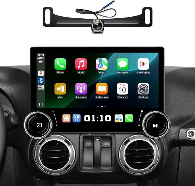 11.5" Dual Knob Android 13 Car Stereo for Jeep Wrangler JK (2007-2018) Dodge Ram 1500 (2009-2012) - 4G+64G Radio Upgrade with Wireless CarPlay Android Auto, QLED Touch Screen