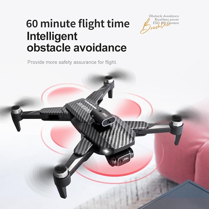 4K UHD GPS Drone with Camera (Equipped with dual cameras), Foldable RC FPV Drone, small-scale Drone Control Quadcopter With Height Setting Function, Six-pass Gyroscope, Gesture Photo, Video Recording, Headless Mode, Emergency Stop, Trajectory Gravity S...