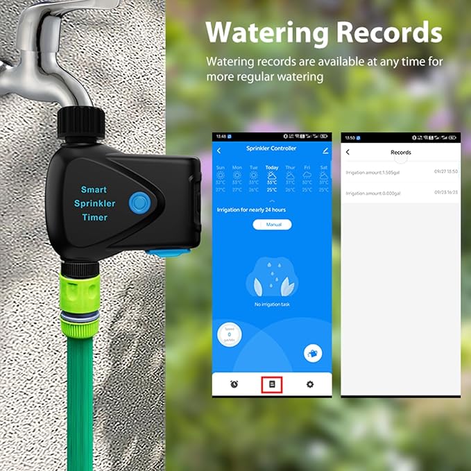 WiFi Sprinkler Timer: Smart Water Timer for Garden Hose, Automatic Irrigation Controller, App Remote Control, Weather-Based Smart Watering, Compatible with Alexa, Google Home