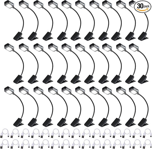 KunHe 30 Pack Rechargeable Book Lights for Reading at Night Small Book Light Bulk Clip on Reading Lights Lightweight Booklight as Christmas Stocking Stuffers for Kids Book Lovers