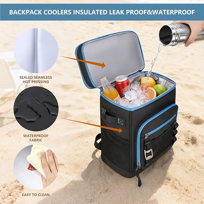 Backpack Cooler,40 Cans Cooler Backpack Insulated Waterproof&Leak Proof,Soft Cooler Bag with 2 Compartments for Men&Women,Picnic Backpack Ice Chest for Camping Hiking Fishing Lunch Beach