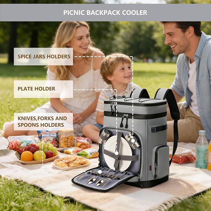Backpack Cooler,40 Cans Cooler Backpack Insulated Waterproof&Leak Proof,Soft Cooler Bag with 2 Compartments for Men&Women,Picnic Backpack Ice Chest for Camping Hiking Fishing Lunch Beach