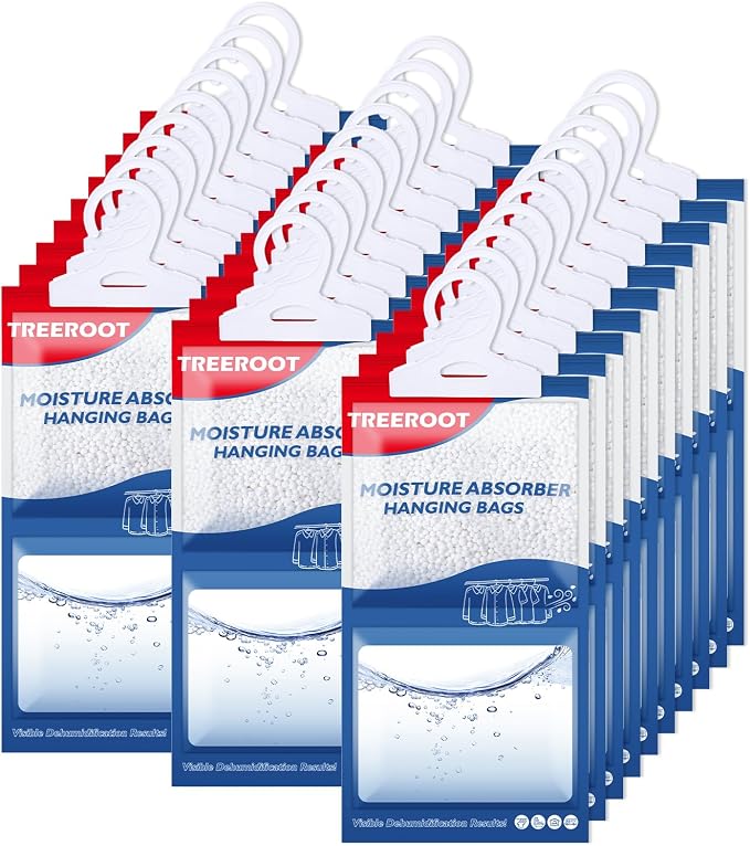 28 Pack Moisture Absorbers for Closet, 9.8OZ Hanging Closet Dehumidifier Bags, Hanging Humidity Absorber in Wardrobes, Kitchens and Bathrooms
