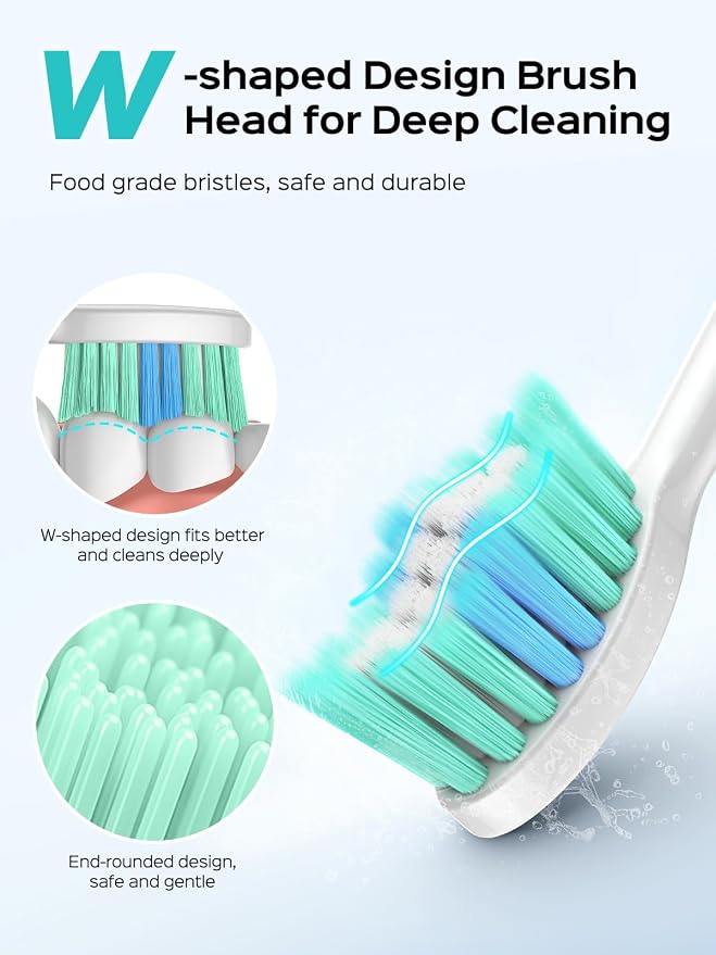 COSLUS Electric Toothbrush for Adults and Kids: Wireless Rechargeable Tooth Brush with Portable Travel Case, 5 Modes 47000 VPM Power Toothbrushes 6 Brush Heads 1 Charge for 70 Days 2 Items