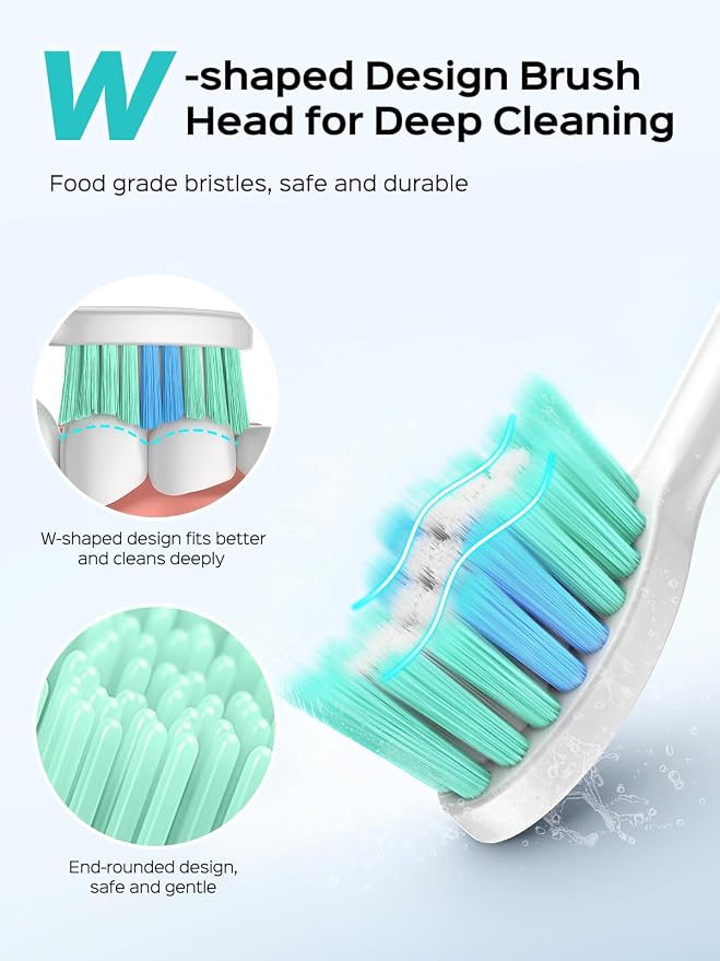 COSLUS Sonic Electric Toothbrush for Kids & Adults C40(DY-108Pro): 47000 VPM for Deep Cleaning with Travel Case - 5 Modes for Sensitive Teeth & Braces, Wireless Charging, 6 Brush Heads, Green (1PC)