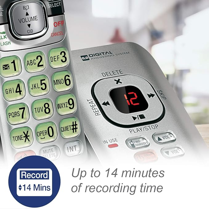 VTech CS6529-3 3-Handset Cordless Phone with Answering Machine, Caller ID/Call Waiting, DECT 6.0, Handset Speakerphone, Wall Mountable (Silver/Black)