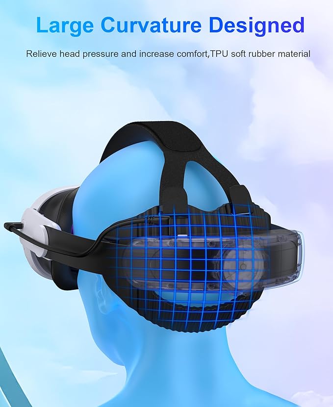 10000mAh Battery Headstrap for Quest 3 / 3S /2 VR User Enthusiast Accessories Adjustable Comfort Head Strap for Oculus Meta 3/3S/2 VR Elite Replacement