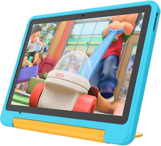 PRITOM All-New Tablet Android 15, 10'' Kids Tablet, Parental Control, 64GB, 1TB Expandable Tablets for Kids, Children, WiFi6, Educational, Games, Kids Software Pre-Installed, with EVA Case, Blue