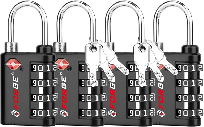 Forge Dual-Opening: Key or Combination Lock, TSA Approved Luggage Lock for Luggage, Pelican case, Travel, Gym, School and More.