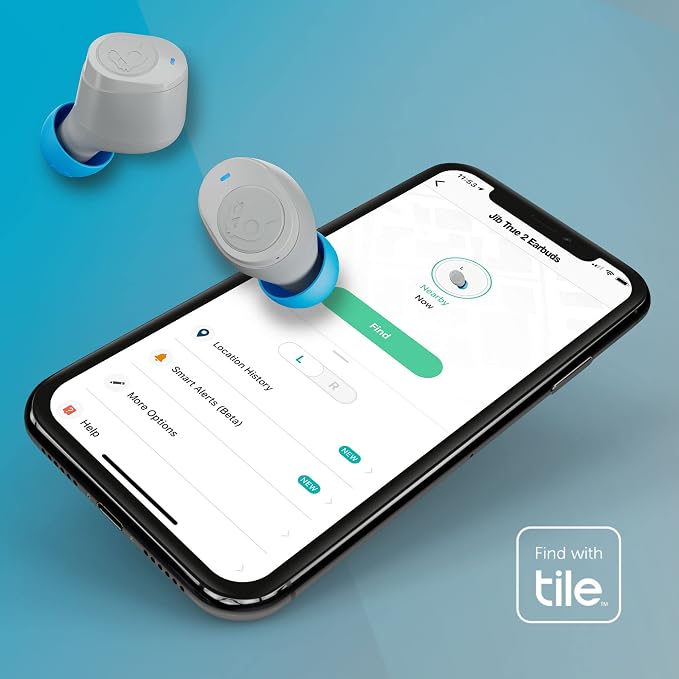 Skullcandy Jib True 2 Wireless Earbuds, Bluetooth Headphones, Up to 33 Hours Battery with Charging Case, Noise Isolating Fit, Sweat and Water Resistant, Microphone for iPhone Android - Light Grey/Blue