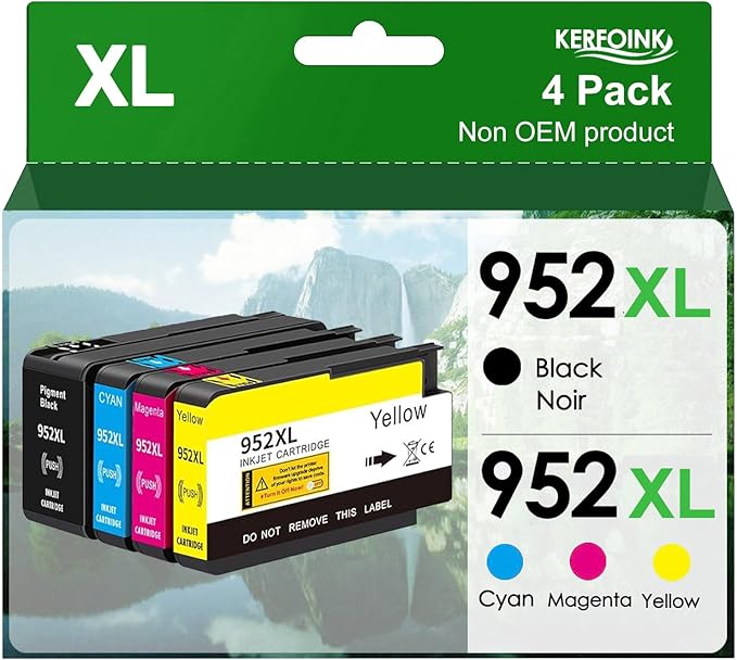 Compatible Ink Cartridge Replacement for HP 952XL 952 XL Ink Cartridges Combo Pack to use with HP Officejet Pro 8710 7740 8720 8715 8210 8703 8702 Printers (Black Cyan Magenta Yellow)