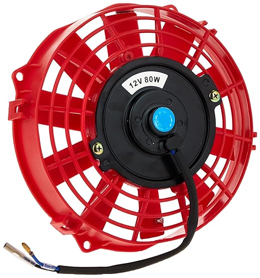 DNA Motoring 7 Inch High Performace Electric Cooling Slim Radiator Fan with Mount Kit, Red, RAF-7-RD+FMK