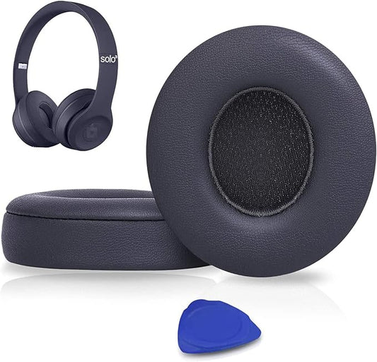 SoloWIT Earpads Cushions Replacement for Beats Solo 2 & Solo 3 Wireless On-Ear Headphones, Solo2 Solo3 Ear Pads with Soft Protein Leather, Added Thickness - Titanium