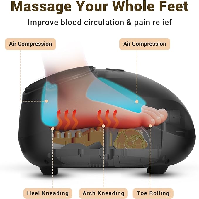 Mynt Shiatsu Foot Massager with Heat, FSA Eligible HSA Approved, Electric Foot Massage Machine for Plantar Fasciitis Neuropathy, Deep Kneading with Control, Fits Up to 14