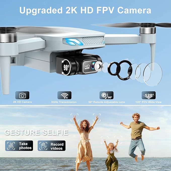 2K Drone with Camera for Adults & Beginners, Foldable FPV Mini Drone with Brushless Motor, 36 Min Flight Time, 2 Batteries, One-Key Takeoff/Landing, Gesture Selfie, Carrying Case